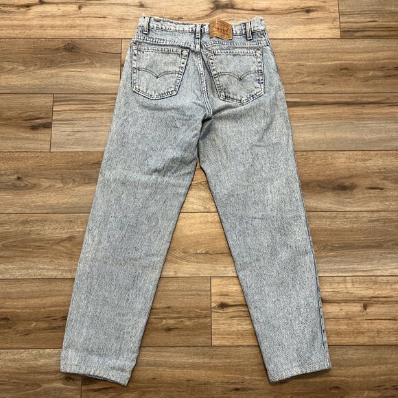 VTG Levis 550 Destroyed Denim Jeans 33x30 Blue Faded USA Made Tapered Grunge - Picture 4 of 12